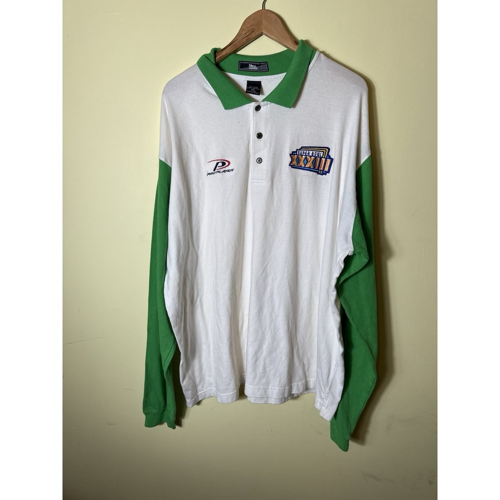 Vintage Pro Player Super Bowl XXXIII Long Sleeve‎ Polo Shirt XXL